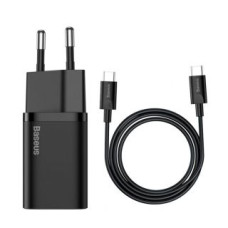 Baseus Adapteris Baseus  Baseus Super Si fast charger Quick Charge 3.0 Power Delivery 25W 3A + Cable USB Type C - USB Type C 3A 1m black (TZCCSUP-L01)