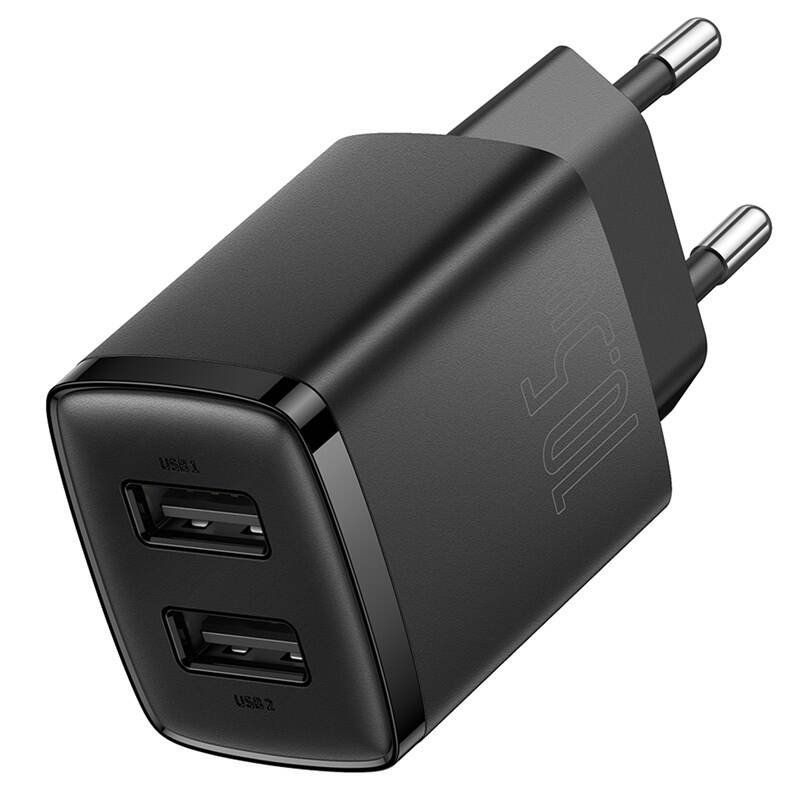 Baseus Adapteris Baseus - Baseus CCXJ010201 Compact Charger 2xUSB 10,5W Black