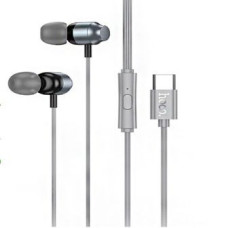 Hoco Vadu austiņas Hoco  M122 Power metal universal digital earphones with microphone Type-C Metal Grey