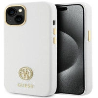 Guess Aizmugurējais vāciņš Guess Apple iPhone 15 / 14 / 13 6.1 hardcase Silicone Logo Strass 4G White