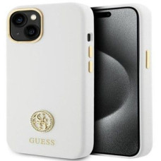 Guess Aizmugurējais vāciņš Guess Apple iPhone 15 / 14 / 13 6.1 hardcase Silicone Logo Strass 4G White