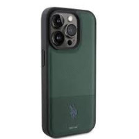 U.s. Polo Pu Aizmugurējais vāciņš U.S. Polo PU Apple iPhone 15 Pro Leather Mesh Pattern Double Horse Case Green