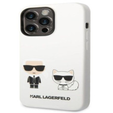 Karl Lagerfeld Aizmugurējais vāciņš Karl Lagerfeld Apple iPhone 14 Pro Choupette Liquid Silicone Case White