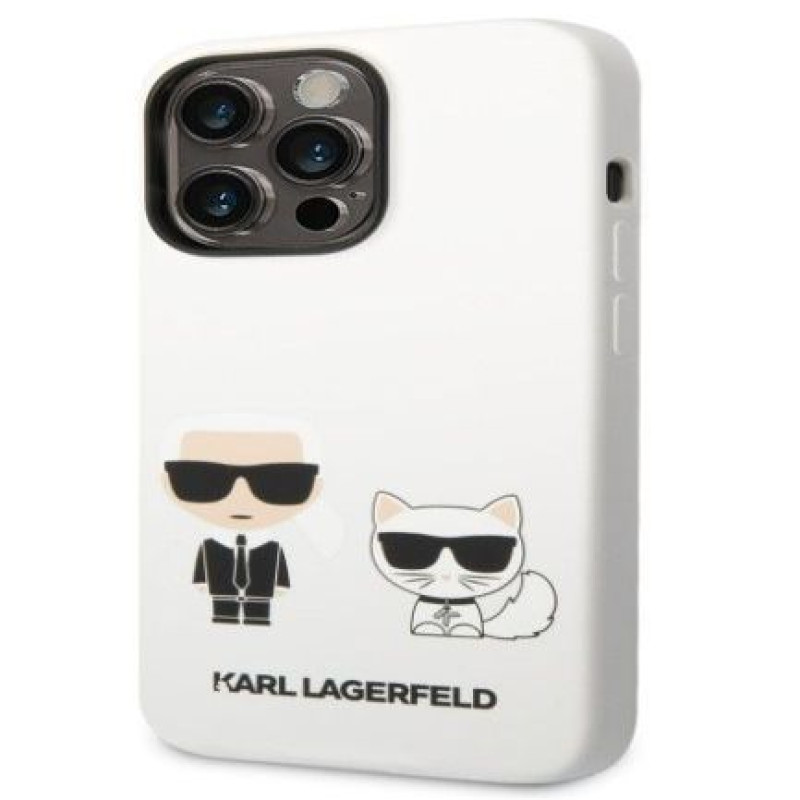 Karl Lagerfeld Aizmugurējais vāciņš Karl Lagerfeld Apple iPhone 14 Pro Choupette Liquid Silicone Case White