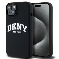 Dkny Aizmugurējais vāciņš DKNY Apple iPhone 15 hardcase Liquid Silicone White Printed Logo MagSafe Black
