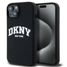 Dkny Aizmugurējais vāciņš DKNY Apple iPhone 15 hardcase Liquid Silicone White Printed Logo MagSafe Black