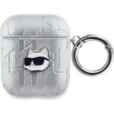 Karl Lagerfeld Aizmugurējais vāciņš Karl Lagerfeld - Karl Lagerfeld PU Embossed Choupette Head Case for AirPods 1/2 Silver