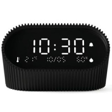 Lexon Sienas pulksteņi un pulksteņi interjeram LEXON  Ray Alarm Clock with Indoor Thermometer&Hygrometer Black