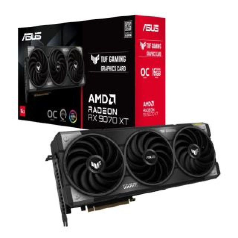 Asus Grafiskās karte / Video kartes Asus  Graphics Card||AMD Radeon RX 9070 XT|16 GB|GDDR6|256 bit|PCIE 5.0 16x|Triple slot Fansink|1xHDMI|3xDisplayPort|TUF-RX9070XT-O16G-GAMING