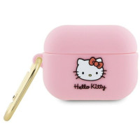 Hello Kitty Maciņš austiņām Hello Kitty Apple Airpods Pro 2 cover Silicone 3D Kitty Head Pink