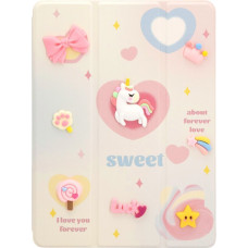 Ilike Maciņš grāmata iLike Samsung Galaxy Tab A8 10.5 (2021) Tablet Case Design SM-X200/SM-X205 Unicorn White