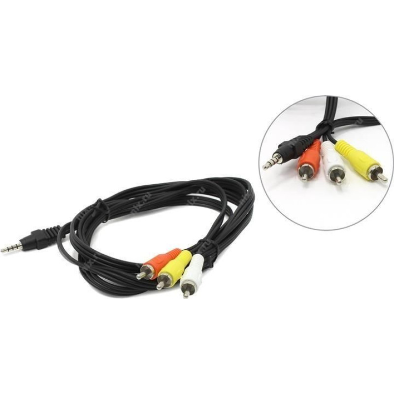 Gembird Kabelis Gembird  CABLE AUDIO 3.5MM 4PIN TO 3RCA/AV 2M CCA-4P2R-2M