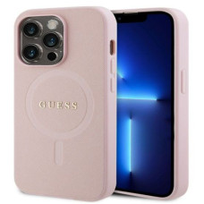 Guess Aizmugurējais vāciņš Guess Apple iPhone 15 Pro Saffiano MagSafe Case Pink