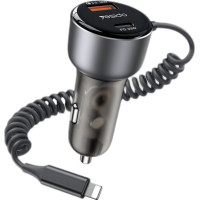 Yesido Auto lādētāji yesido  Y57 50W Fast Charging Car Charger | Built-in Lightning car cigarette lighting port charger adapter Gray