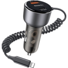 Yesido Auto lādētāji yesido  Y57 50W Fast Charging Car Charger | Built-in Lightning car cigarette lighting port charger adapter Gray