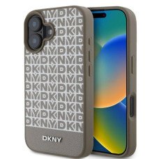 Dkny Aizmugurējais vāciņš DKNY Apple iPhone 16 PU Leather Repeat Pattern Bottom Stripe MagSafe Case Brown