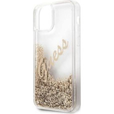 Guess Aizmugurējais vāciņš Guess Apple iPhone 12 Mini 5.4'' Liquid Glitter Vintage Cover Gold