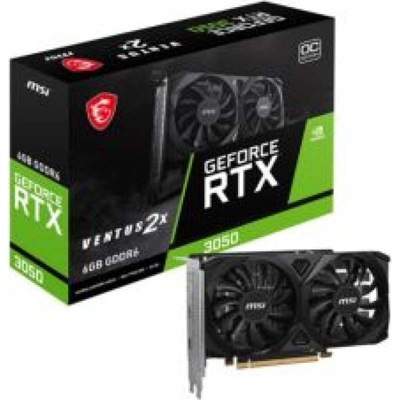 MSI Grafiskās karte / Video kartes MSI  Graphics Card||NVIDIA GeForce RTX 3050|6 GB|GDDR6|96 bit|PCIE 4.0 16x|Dual Slot Fansink|2xHDMI|1xDisplayPort|RTX3050VEN2XE6GOC