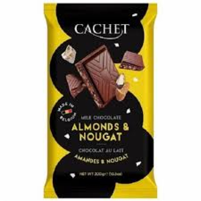 CACHET piena šokolādes tāfelīte ar mandelēm un nugu 300g