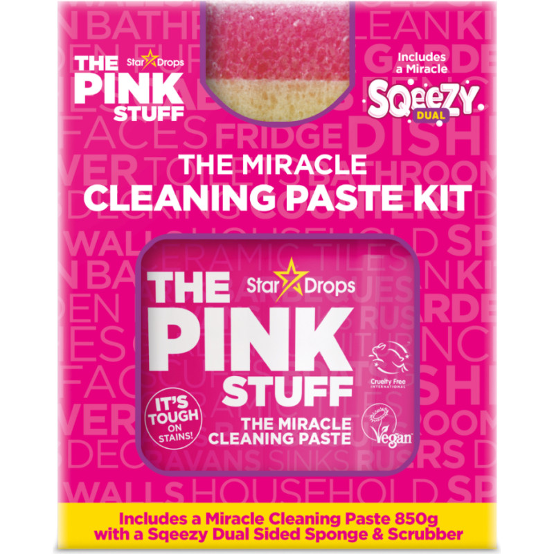 THE PINK STUFF multifunkcionāla tīrīšanas pasta 850g un divpusējs sūklis