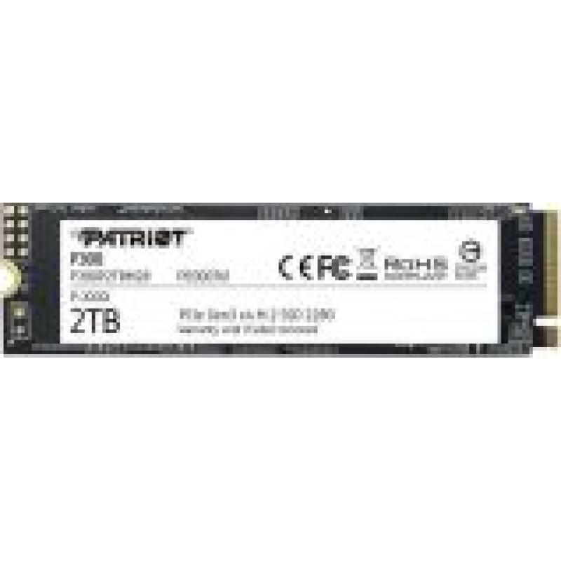 Patriot Cietais disks SSD Patriot  SSD||P300|2TB|M.2|PCIE|NVMe|QLC|Write speed 1650 MBytes/sec|Read speed 2100 MBytes/sec|3.8mm|TBW 960 TB|P300P2TBM28