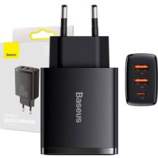 Baseus Adapteris Baseus  Charger Baseus Compact Quick Charger, 2xUSB, USB-C, PD, 3A, 30W (czarna)