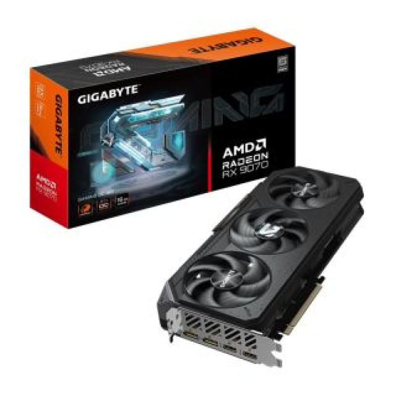 Gigabyte Grafiskās karte / Video kartes Gigabyte  Graphics Card||AMD Radeon RX 9070|16 GB|GDDR6|256 bit|PCIE 5.0 16x|Triple slot Fansink|2xHDMI|2xDisplayPort|R9070GAMINGOC-16GD1.0