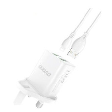 Dudao Adapteris Dudao  Wall charger UK plug (United Kingdom) 2xUSB-A 2.4A white + USB-A cable - Lightning White