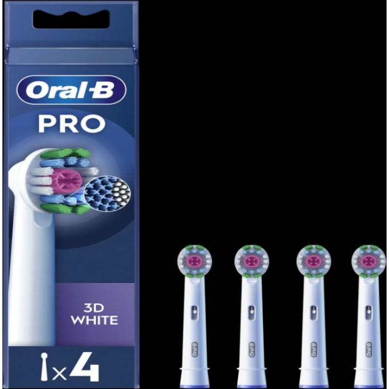 Oral-B Zobu birste Oral-B  | Replaceable toothbrush heads | EB18-4 3D White Pro | Heads | For adults | Number of brush heads included 4 | White