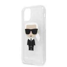 Karl Lagerfeld Aizmugurējais vāciņš Karl Lagerfeld Apple iPhone 11 Pro MAX Glitter Iconic Body Cover Silver