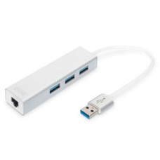 Digitus Kabelis Digitus  3-port USB Hub and Gigabit LAN adapter 	DA-70250-1