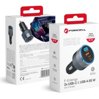 Forcell Auto lādētāji Forcell  F-Energy Alu car charger 2 x Type C+USB A PD QC4.SFC 2.0 4.5A 85W
