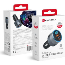 Forcell Auto lādētāji Forcell  F-Energy Alu car charger 2 x Type C+USB A PD QC4.SFC 2.0 4.5A 85W