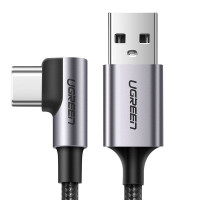 Ugreen Kabelis Ugreen  Ugreen US284 50941 USB-A (straight) / USB-C (angled) 3A Cable 1m - Gray