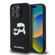 Apple Aizmugurējais vāciņš Apple - Karl Lagerfeld Liquid Silicone Double Heads MagSafe Case for iPhone 16 Pro Max Black