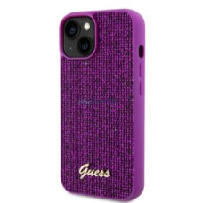 Guess Aizmugurējais vāciņš Guess Apple iPhone 15 Sequin Script Logo Case Magenta