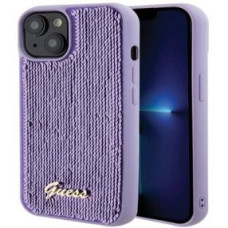 Guess Aizmugurējais vāciņš Guess Apple iPhone 15 HC SEQUIN SCRIPT METAL Purple