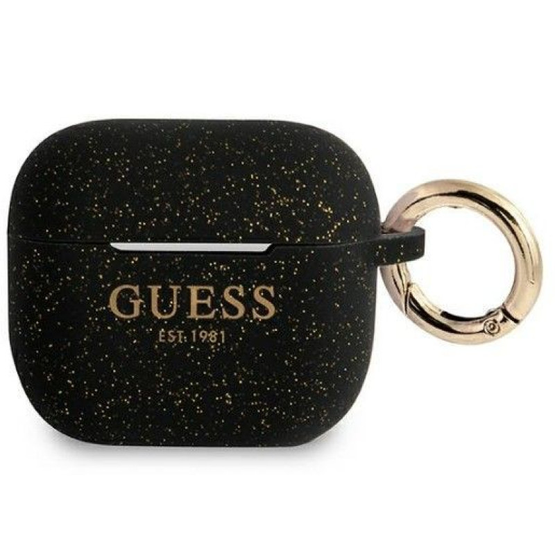 Guess Maciņš austiņām Guess Apple AirPods 3 cover Silicone Glitter Black