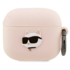 Karl Lagerfeld Maciņš austiņām Karl Lagerfeld Apple AirPods 3 cover Silicone Choupette Head 3D case Pink