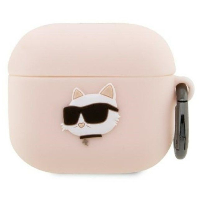 Karl Lagerfeld Maciņš austiņām Karl Lagerfeld Apple AirPods 3 cover Silicone Choupette Head 3D case Pink