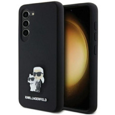 Karl Lagerfeld Aizmugurējais vāciņš Karl Lagerfeld Samsung Galaxy S24 S921 Silicone Karl&Choupette Metal Pin hardcase Black