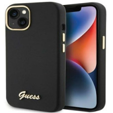 Guess Aizmugurējais vāciņš Guess Apple iPhone 15 / 14 / 13 6.1 hardcase Silicone Script Metal Logo Black