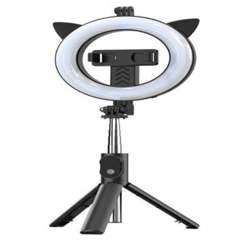 Ilike Selfie nūja iLike Universal SELFIE HANDLE TRIPOD AND RING LIGHT BLUETOOTH Black