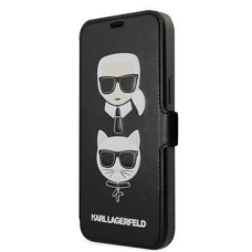 Karl Lagerfeld Atveramie maciņi Karl Lagerfeld Apple iPhone 12/12 Pro 6.1 Heads Book Case Black