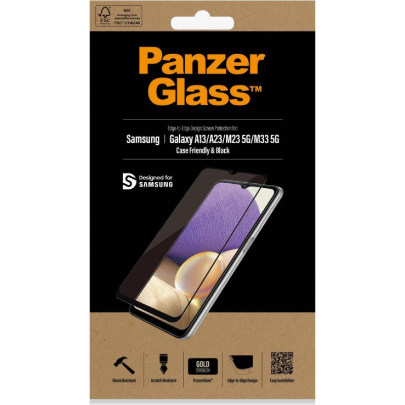 Panzerglass Aizmugurējais vāciņš PanzerGlass - Samsung,  Galaxy A13/M23 5G/M33 5G, Glass, Black, Case Friendly