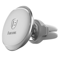 Baseus Auto turētājs Baseus  Car Holder magnetic with cable clip silver air ven White