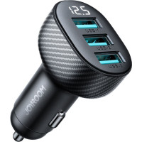 Joyroom Kabelis Joyroom  Joyroom JR-CCD03 3.4A car charger with 3x USB-A display - black