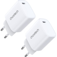 Choetech Adapteris Choetech  Choetech charger set Q5004 20W PD iPhone 12/13 white (2pcs)