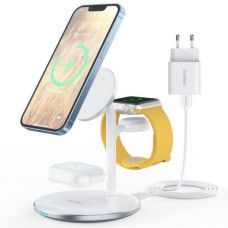Choetech Bezvadu lādētājs Choetech  T585-F 3in1 inductive charging station iPhone, AirPods Pro, Apple Watch with Adapter White