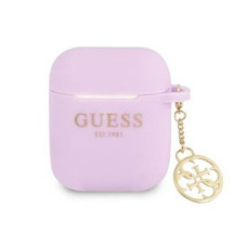 Guess Maciņš austiņām Guess  Charms Silicone Case for Airpods 1/2 Purple